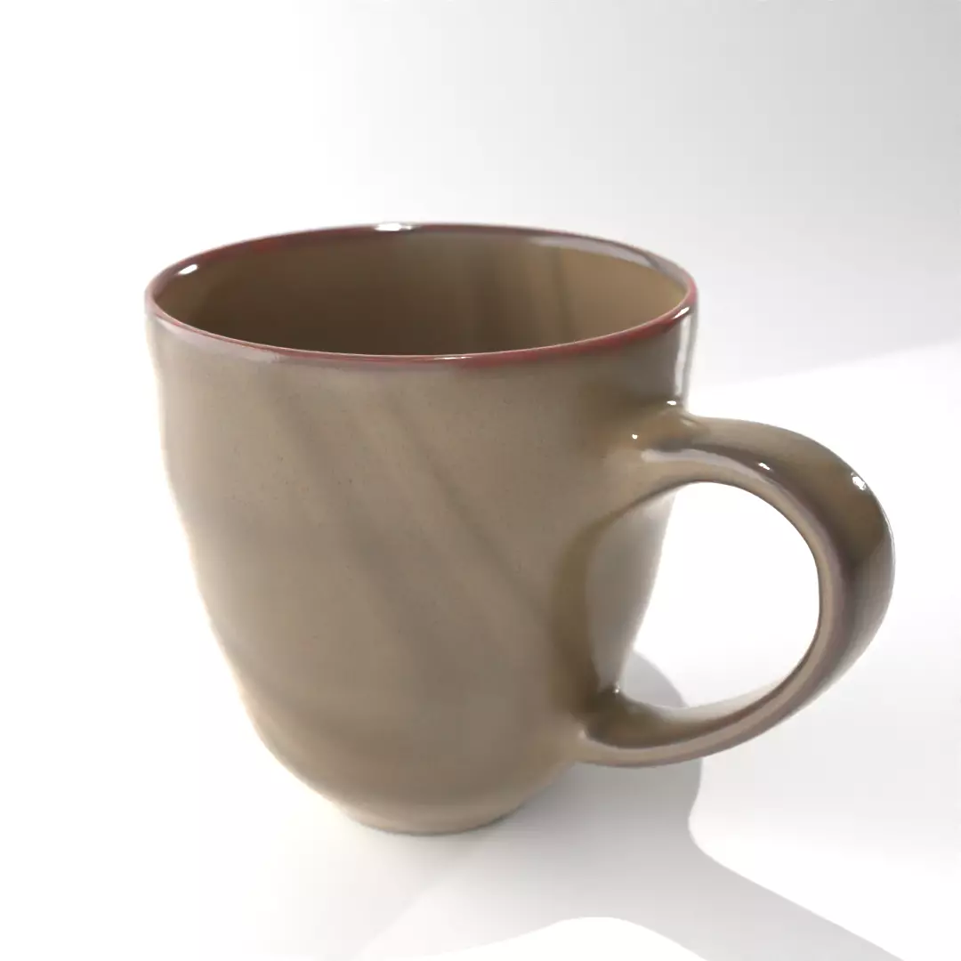 Cup mug ceramic porselain with handle  3D model_0