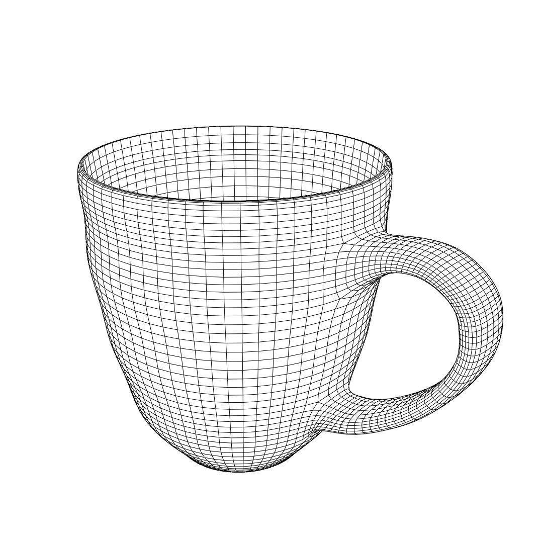 Cup mug ceramic porselain with handle  3D model_4