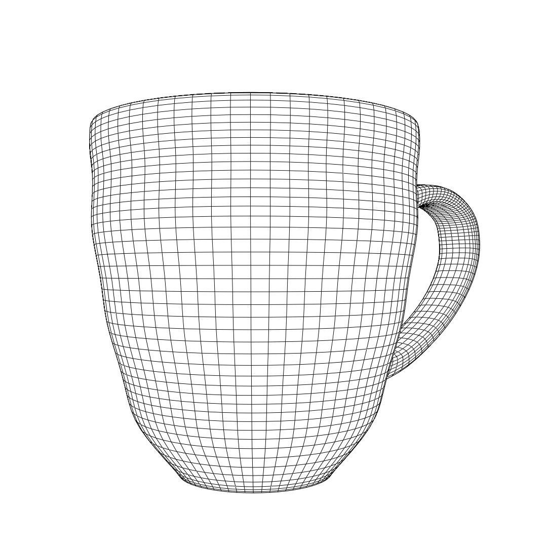 Cup mug ceramic porselain with handle  3D model_6