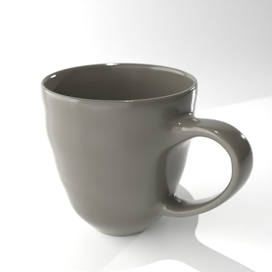 Cup mug ceramic porselain with handle  3D model_3