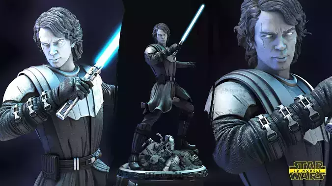 Anakin Skywalker Clone Wars Sculpture Star Wars 3D Models  3D print model