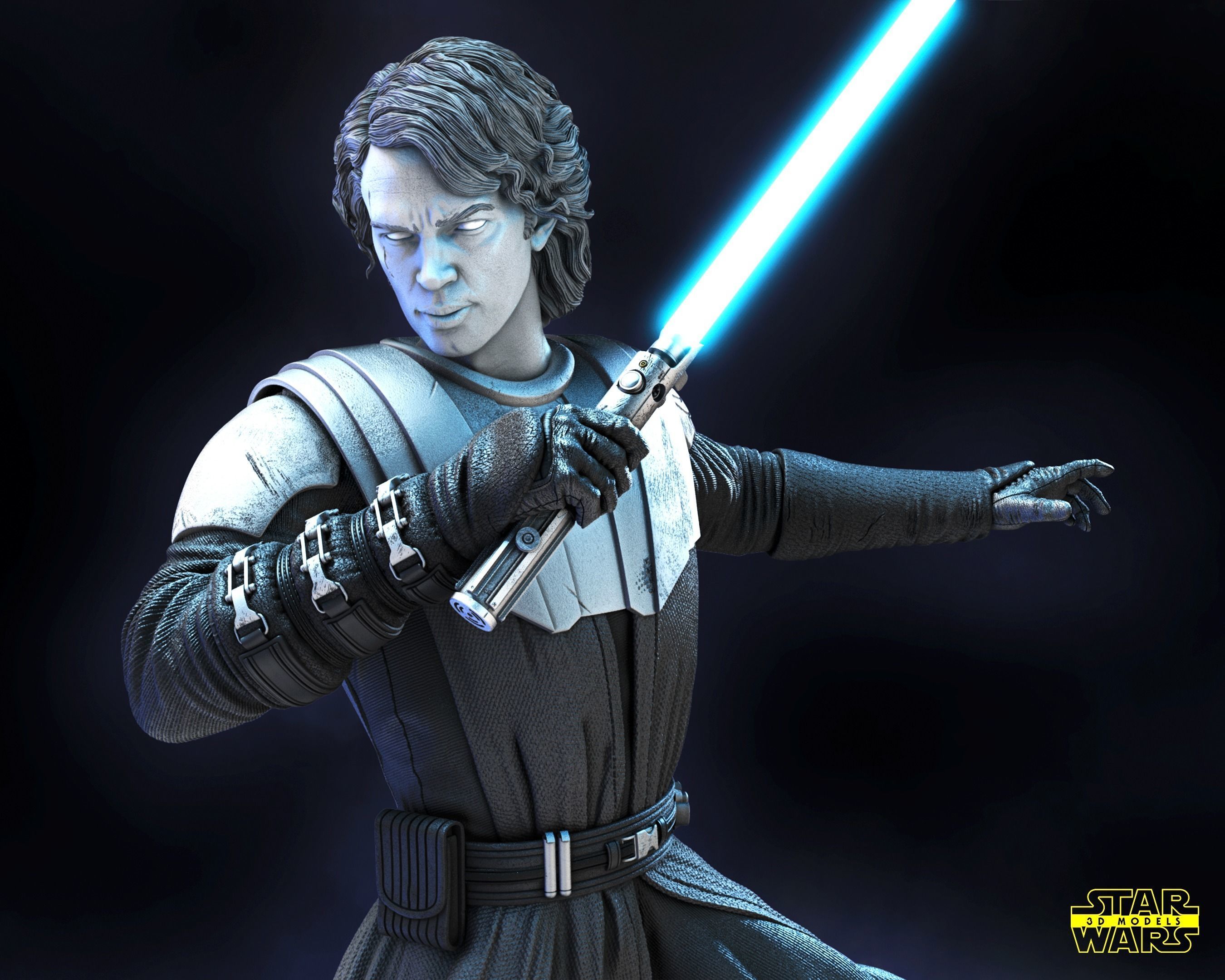 Anakin Skywalker Clone Wars Sculpture Star Wars 3D Models 3D print model_18