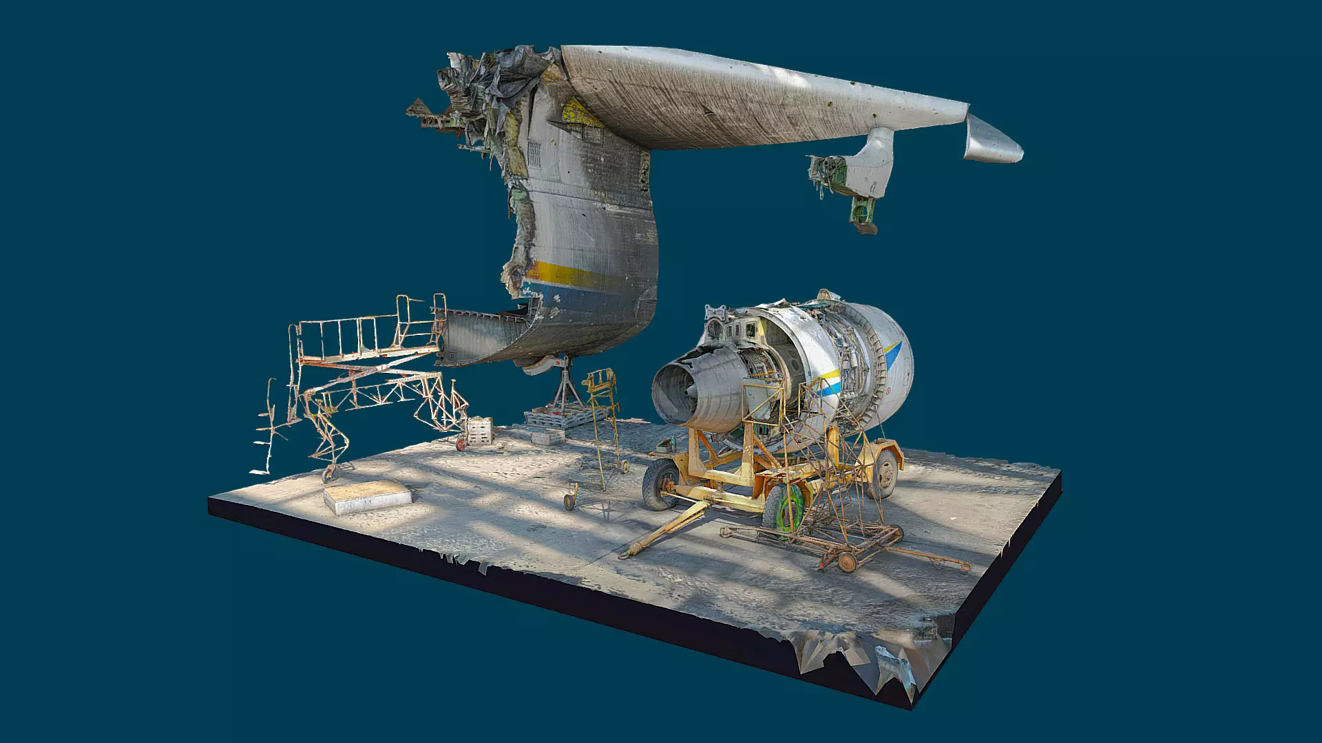 3D model - An-225 Real Mriya destroyed Engine - Ukraine 3D model_0