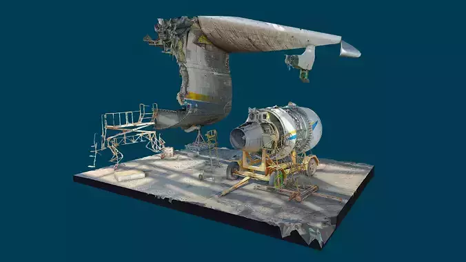 3D model - An-225 Real Mriya destroyed Engine - Ukraine 3D model