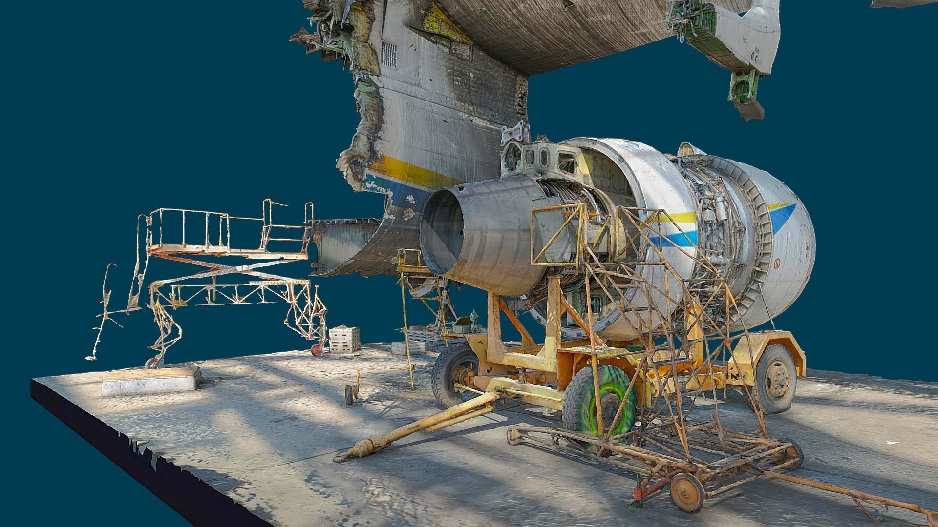 3D model - An-225 Real Mriya destroyed Engine - Ukraine 3D model_1
