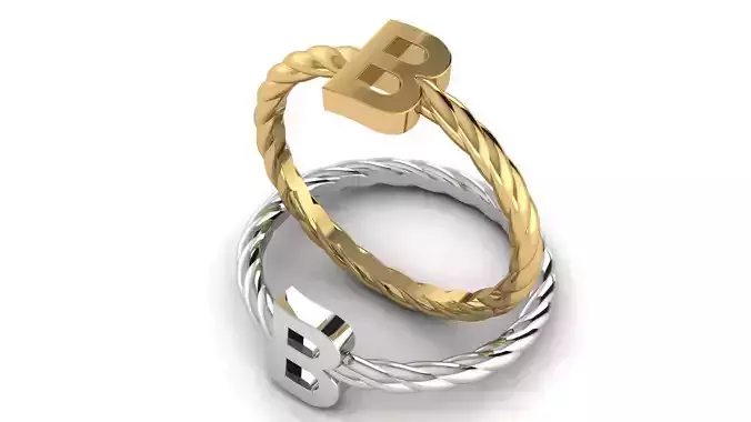 Alphabet Rope Ring B 3D print model