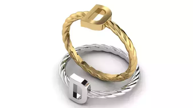 Alphabet Rope Ring D 3D print model