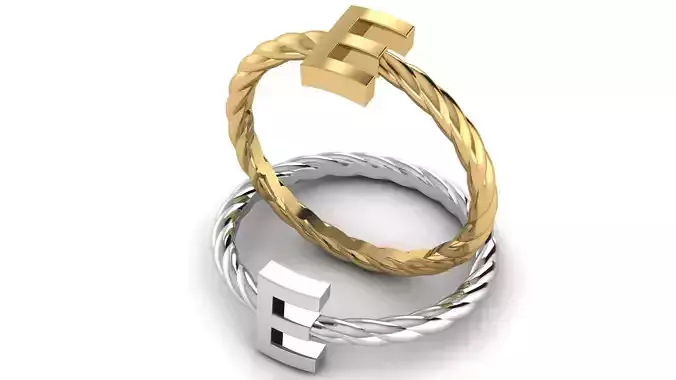 Alphabet Rope Ring E 3D print model