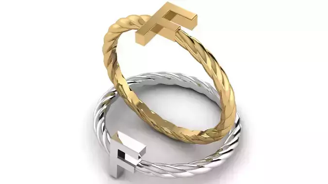 Alphabet Rope Ring F 3D print model
