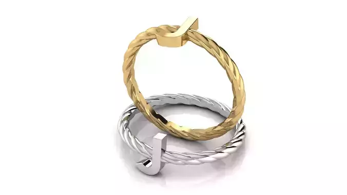 Alphabet Rope Ring J 3D print model