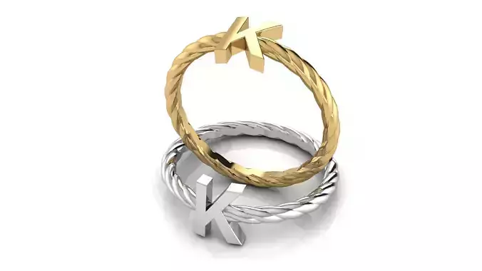 Alphabet Rope Ring K 3D print model