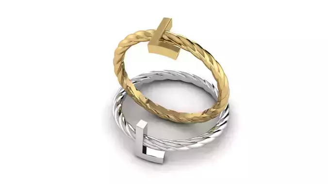 Alphabet Rope Ring L 3D print model