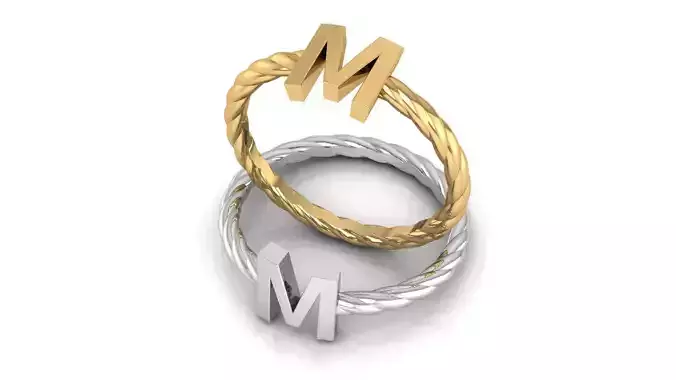 Alphabet Rope Ring M 3D print model