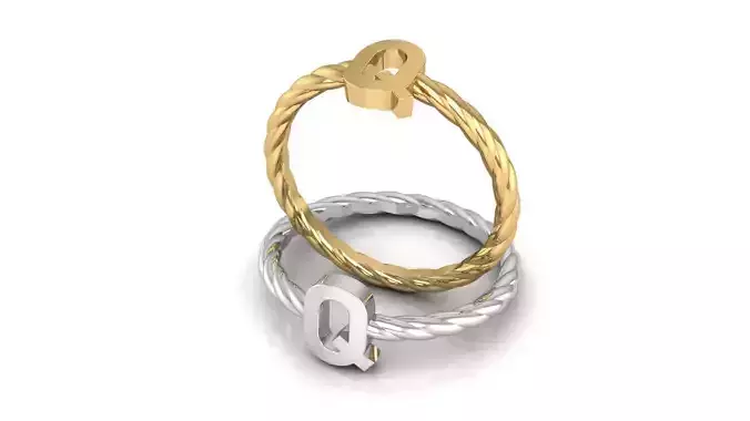 Alphabet Rope Ring Q 3D print model
