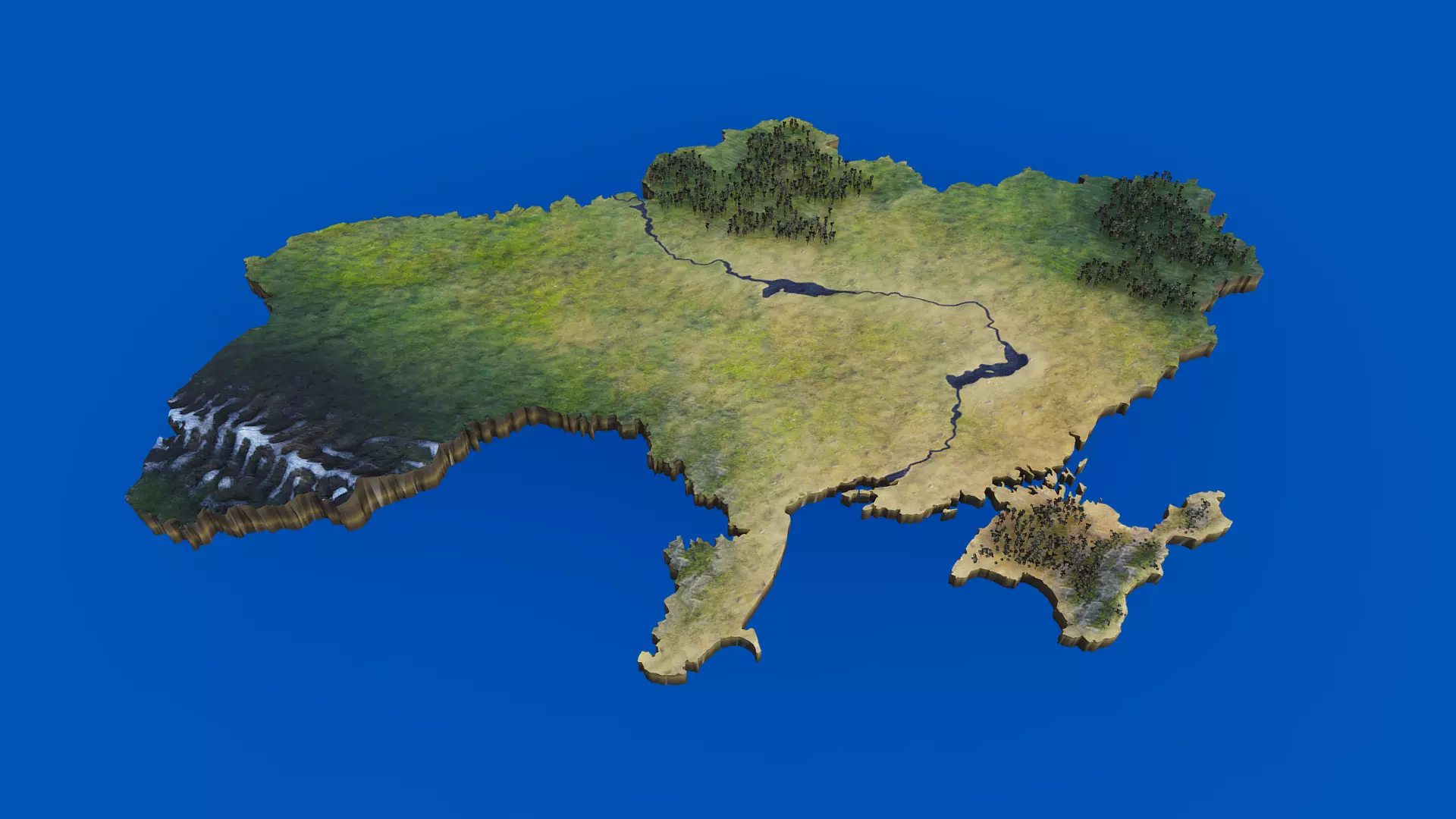 3d map of Ukraine obj gltf usdz 3D model_0