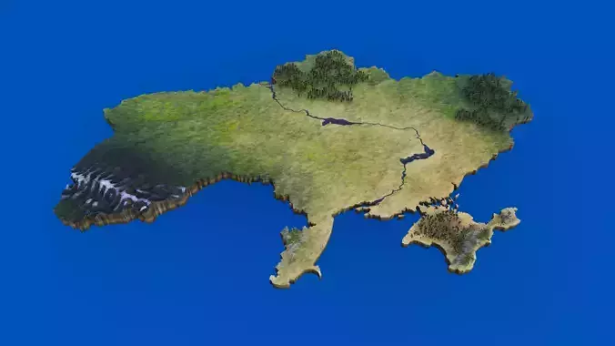 3d map of Ukraine obj  gltf  usdz  3D model