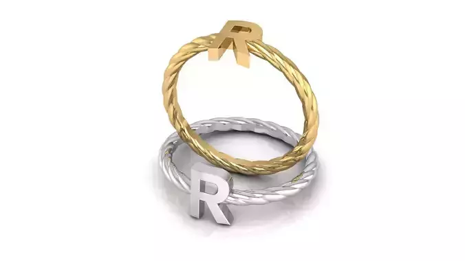 Alphabet Rope Ring R 3D print model