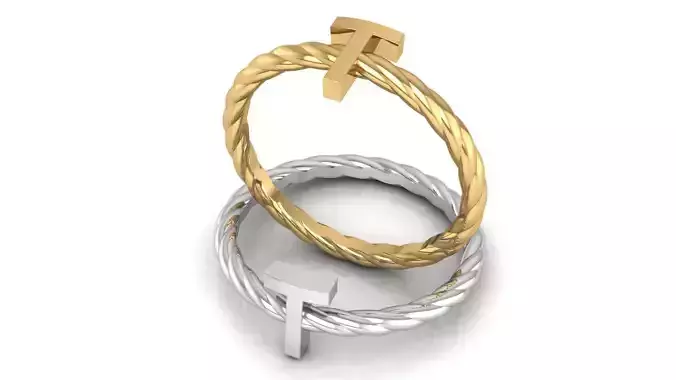 Alphabet Rope Ring T 3D print model