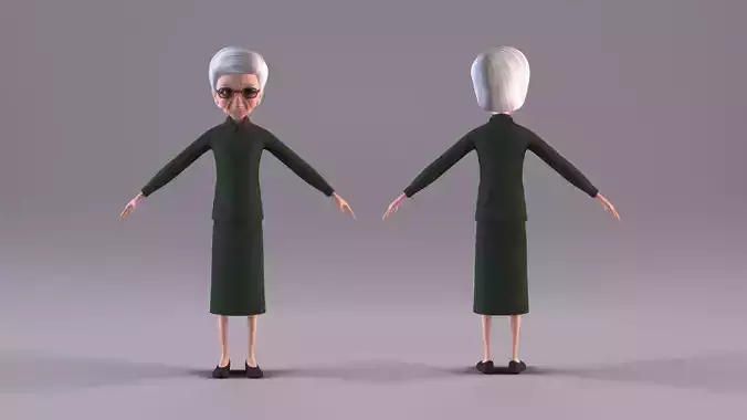 Cartoon Grandma NonRigged