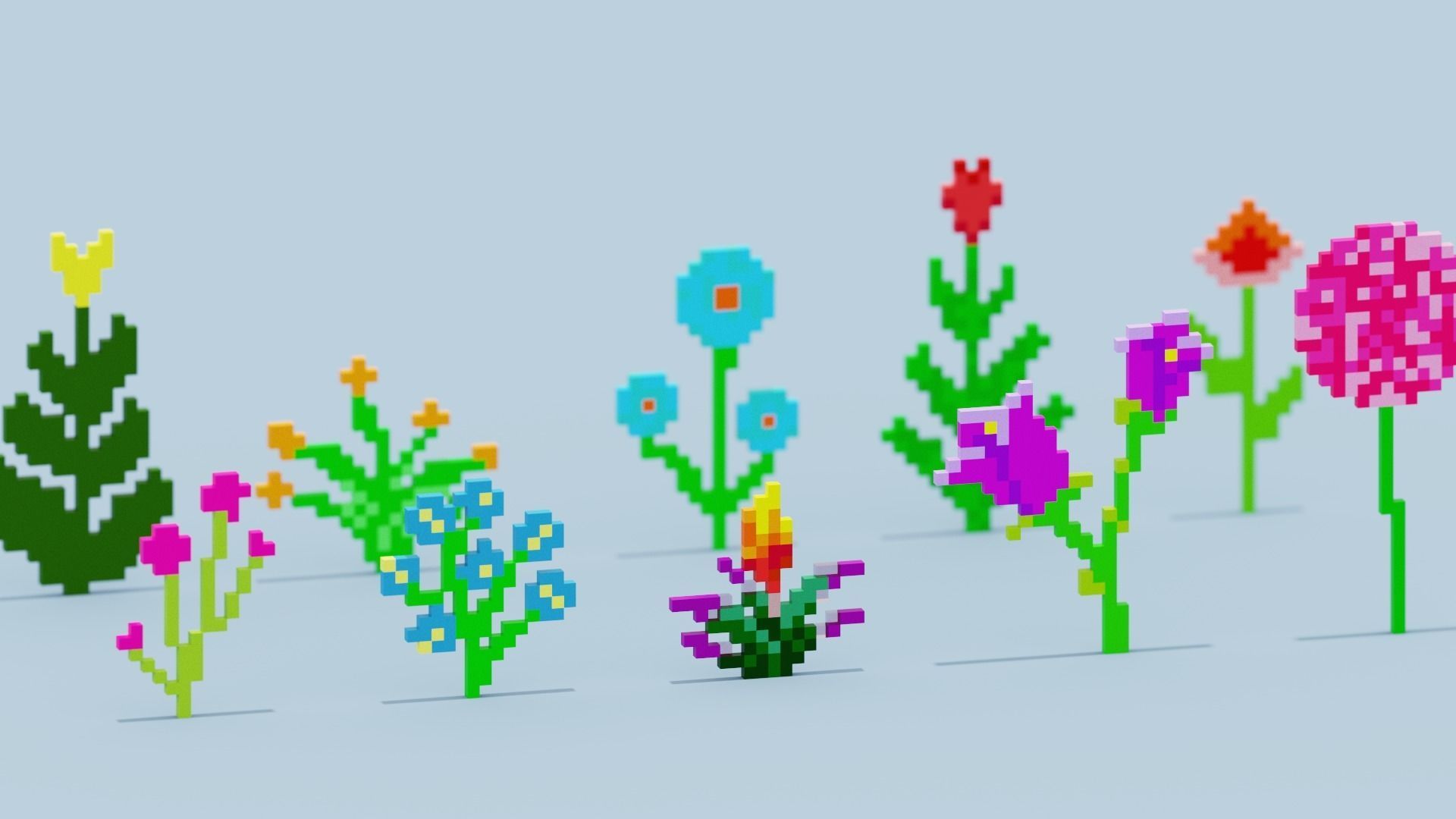 Minecraft Flowers Low-poly 3D model_2