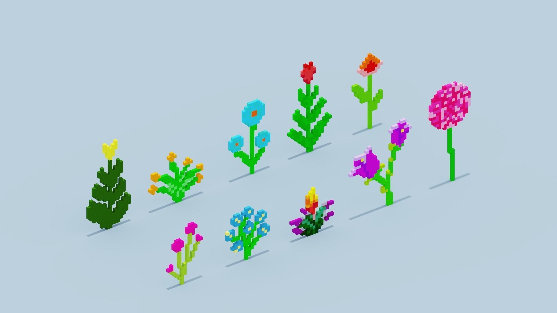 Minecraft Flowers Low-poly 3D model_13