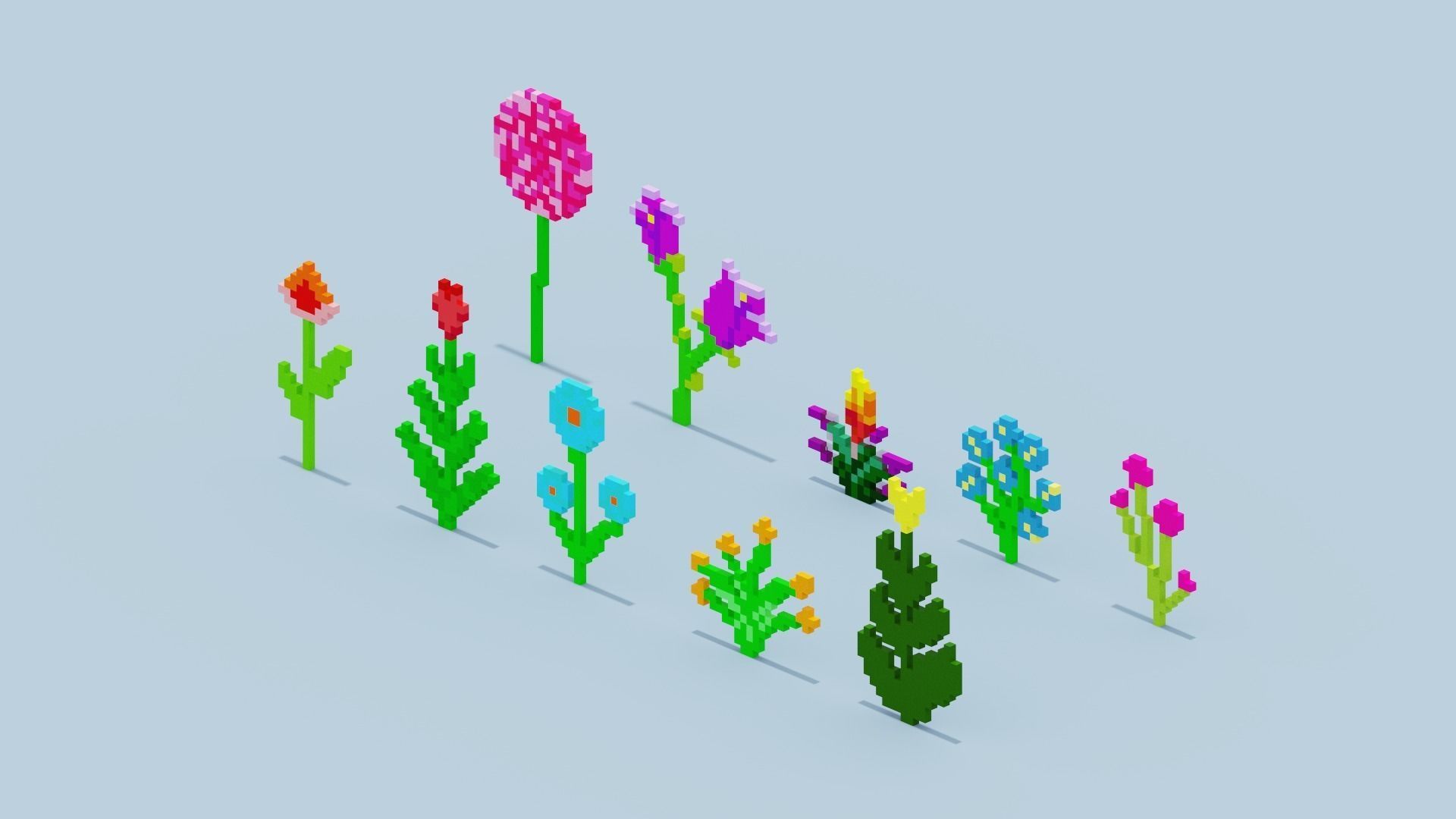 Minecraft Flowers Low-poly 3D model_9
