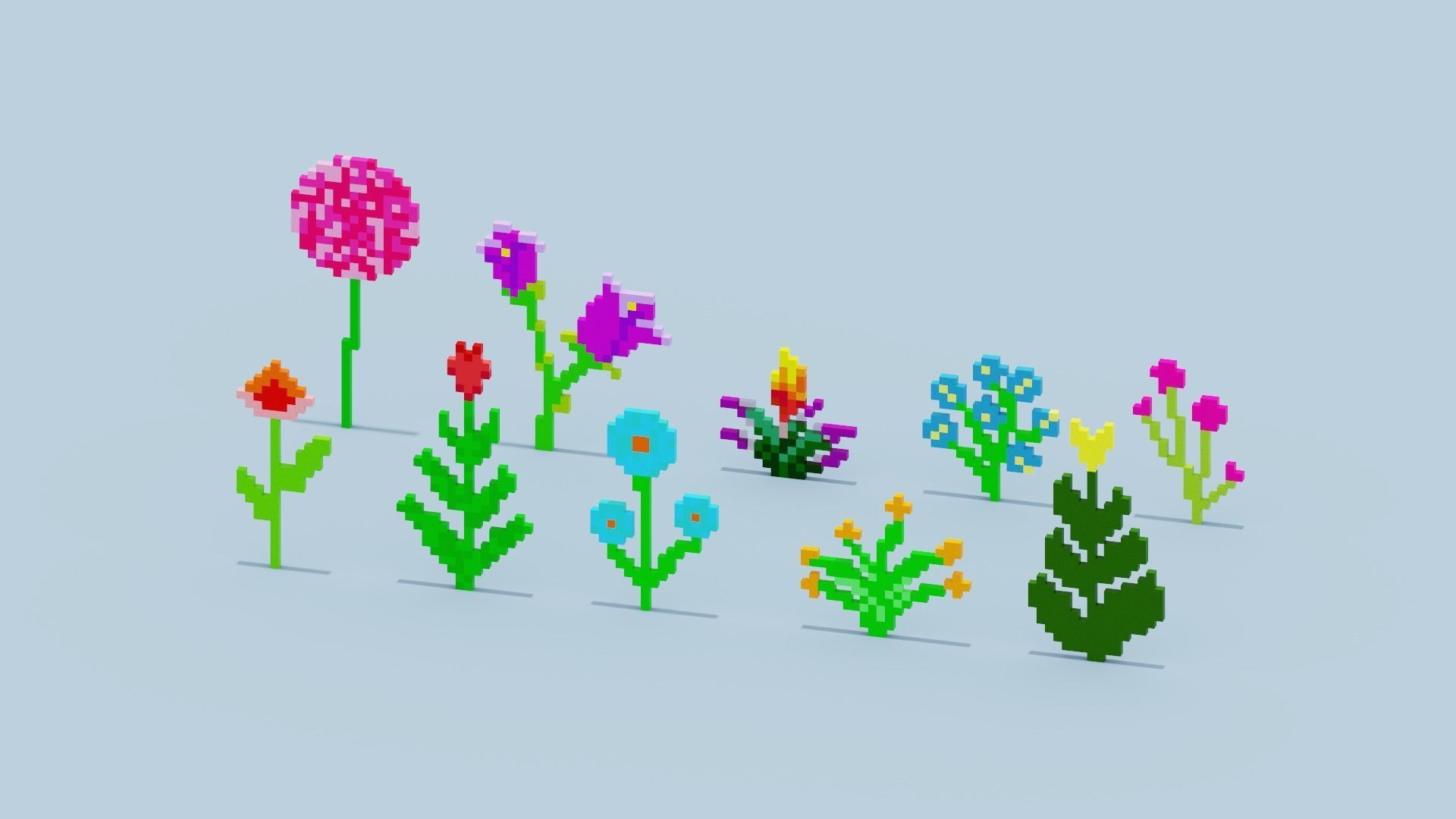 Minecraft Flowers Low-poly 3D model_8