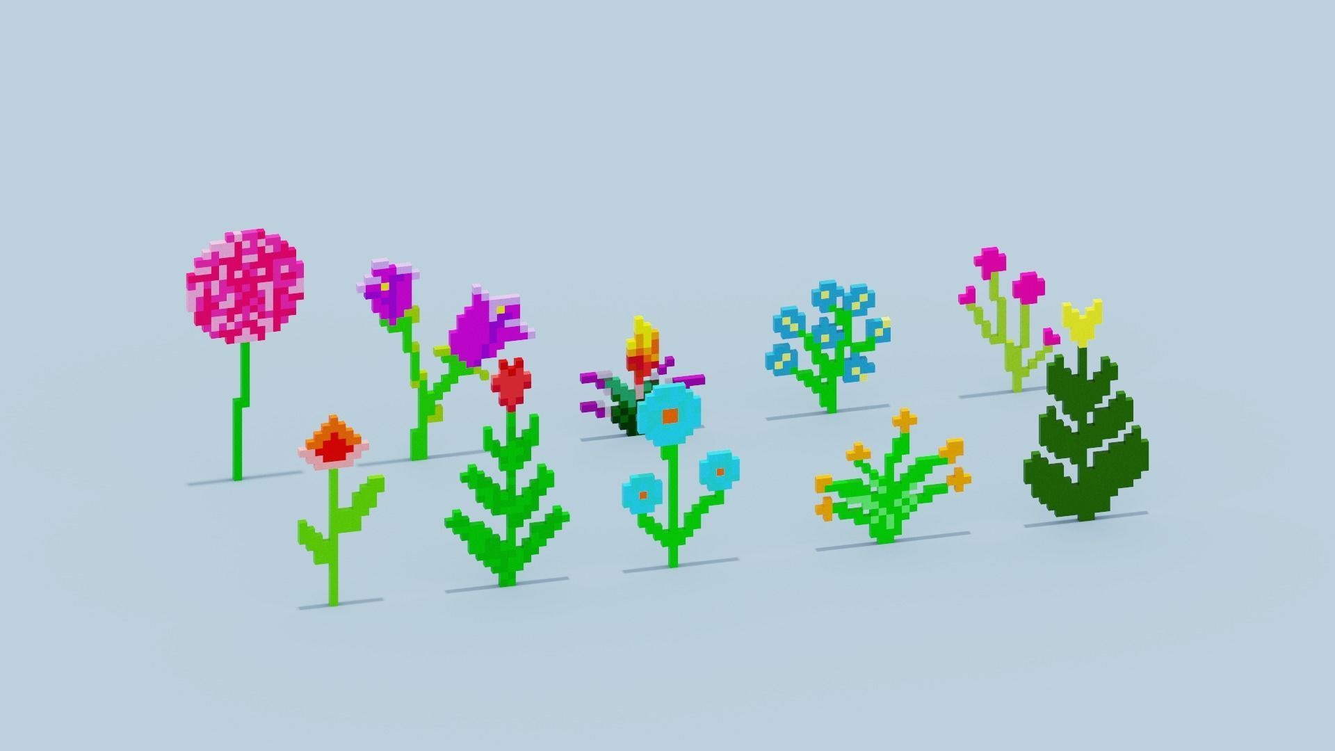 Minecraft Flowers Low-poly 3D model_7