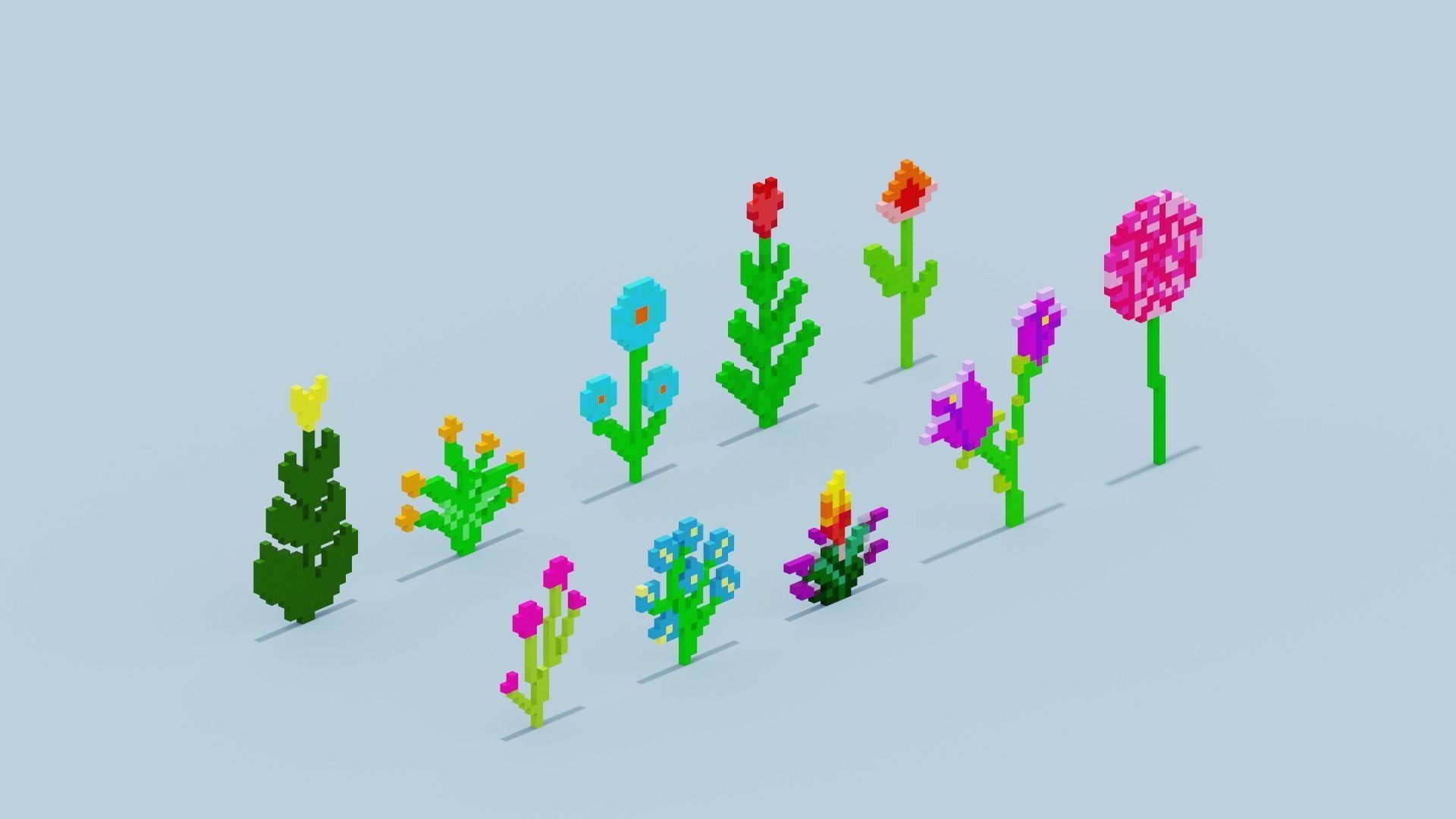 Minecraft Flowers Low-poly 3D model_12