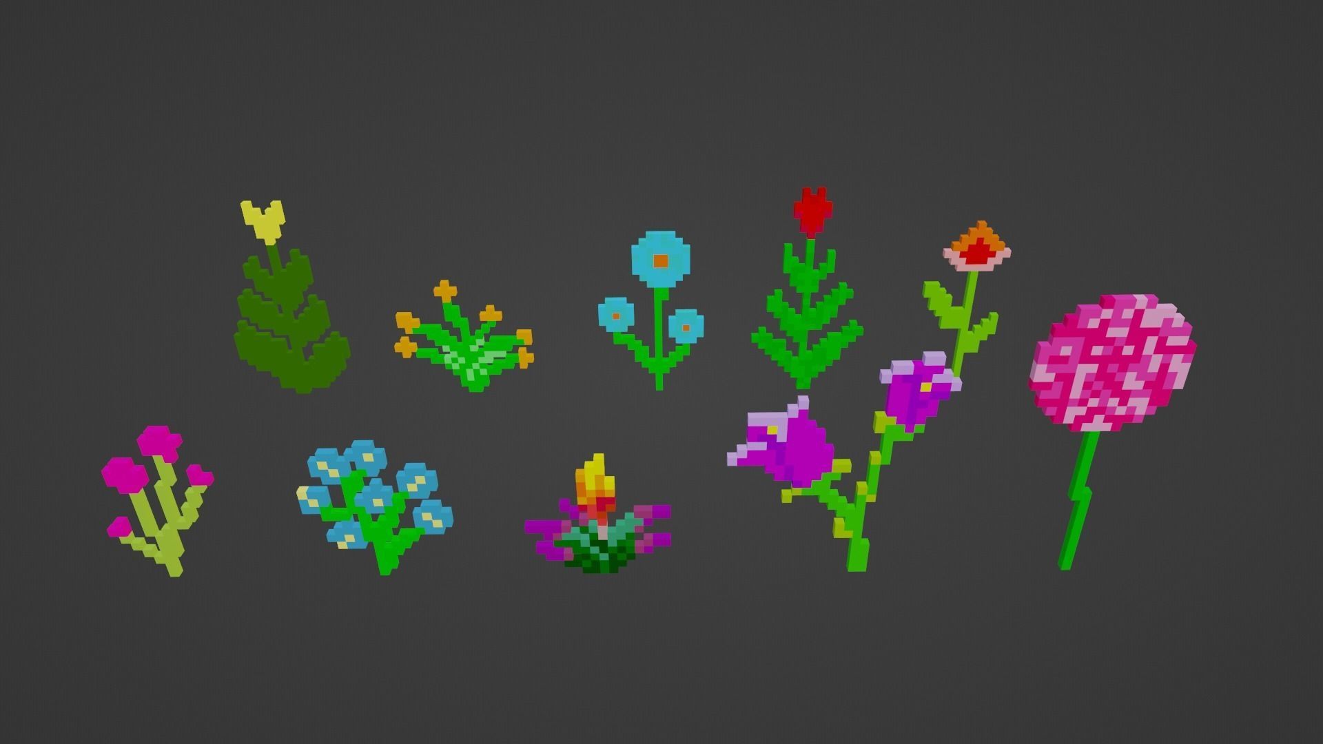 Minecraft Flowers Low-poly 3D model_15