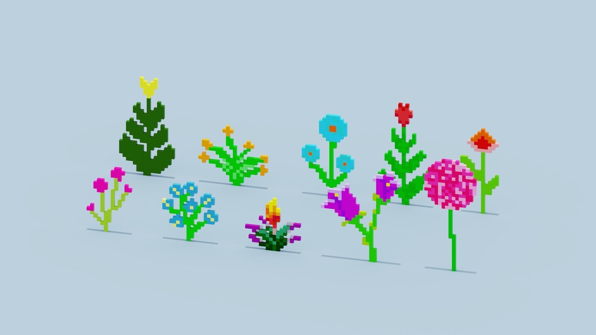 Minecraft Flowers Low-poly 3D model_1