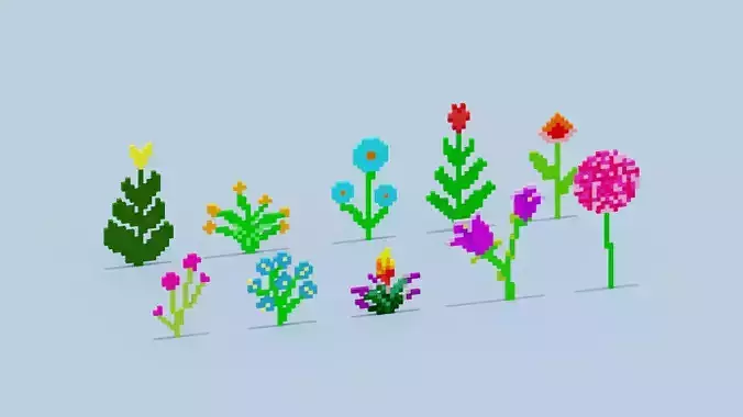 Minecraft Flowers Low-poly 3D model