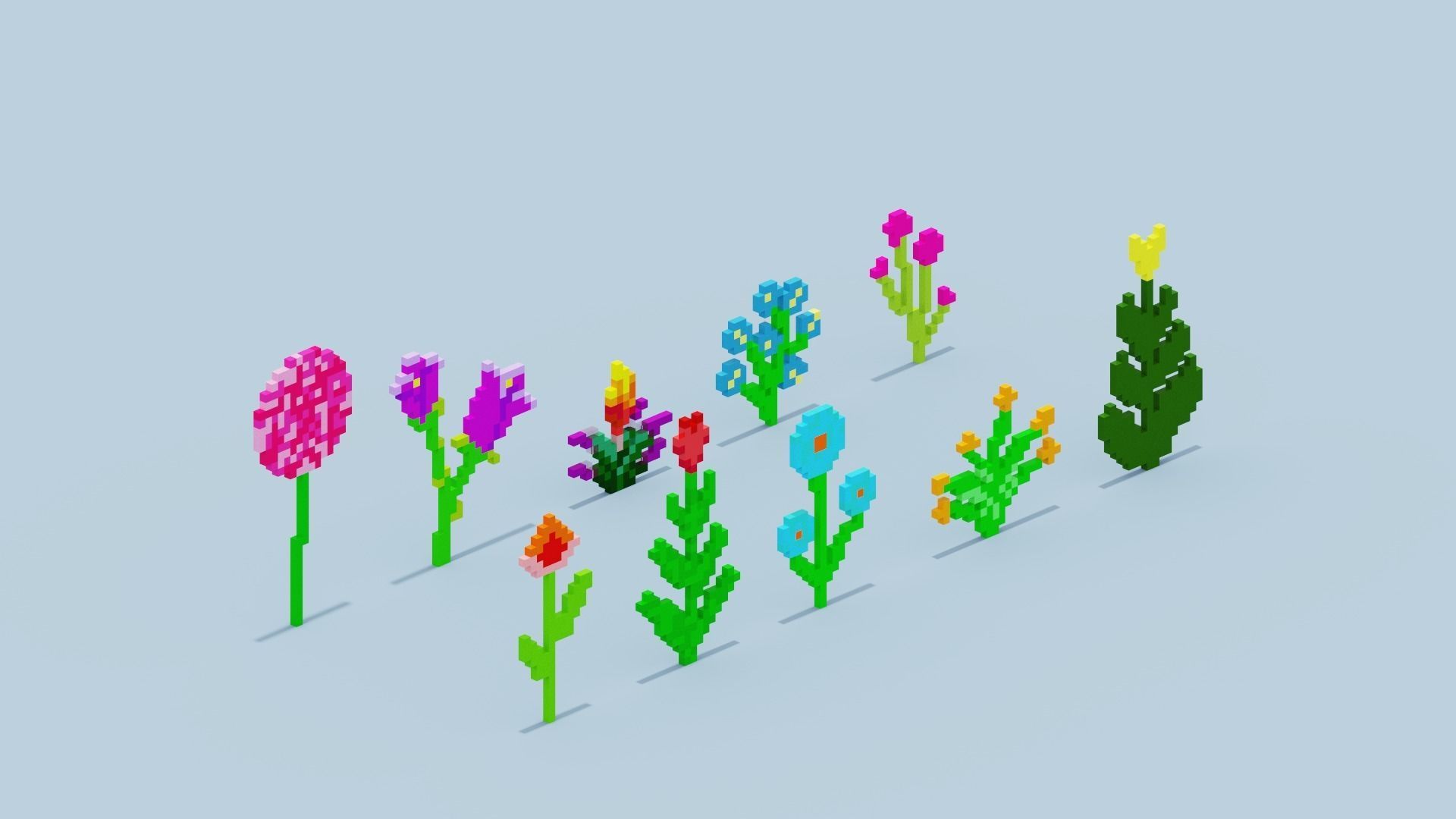 Minecraft Flowers Low-poly 3D model_6