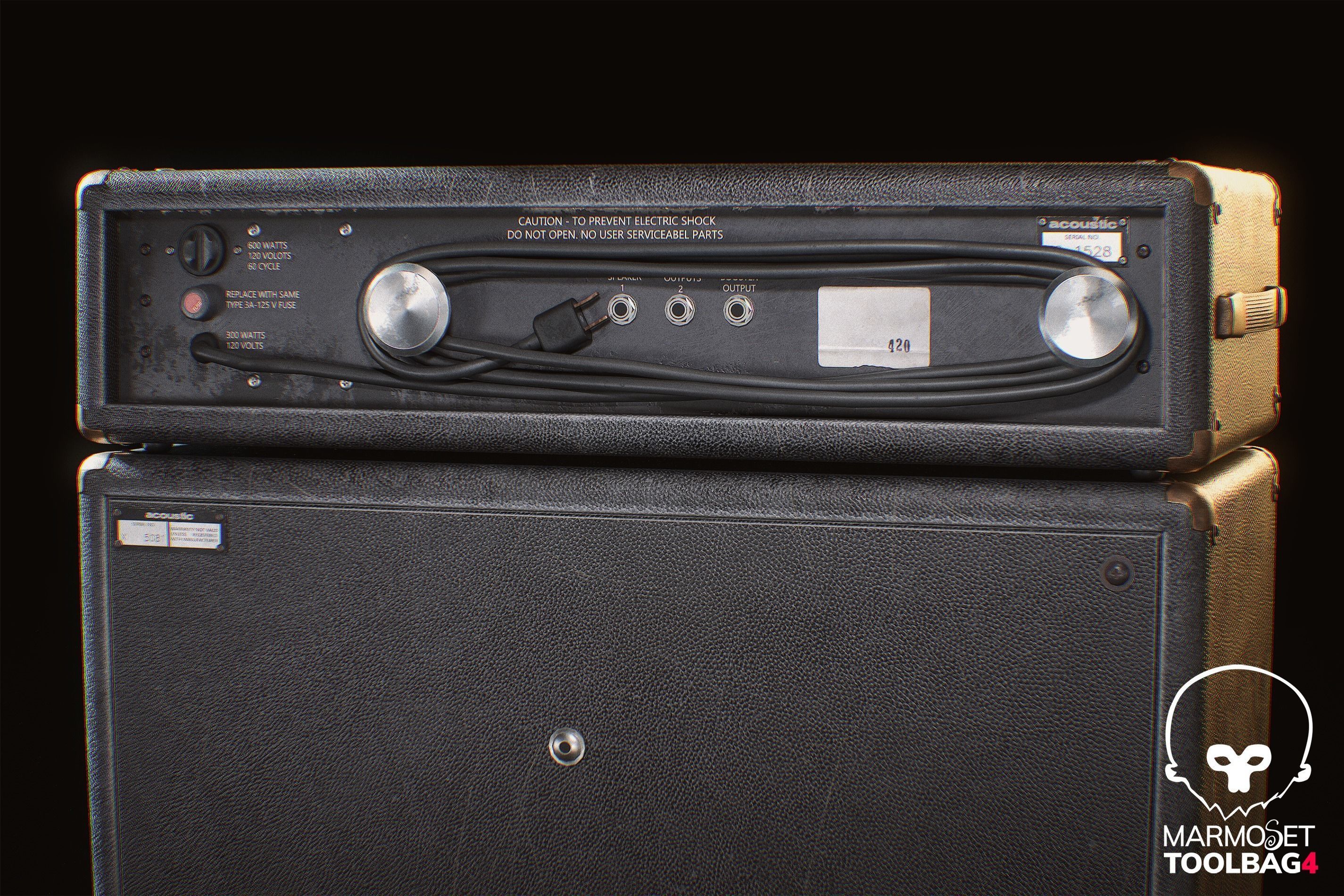 Acoustic 150 Tube Amp and Gibson Firebird electric guitar Low-poly 3D model_10