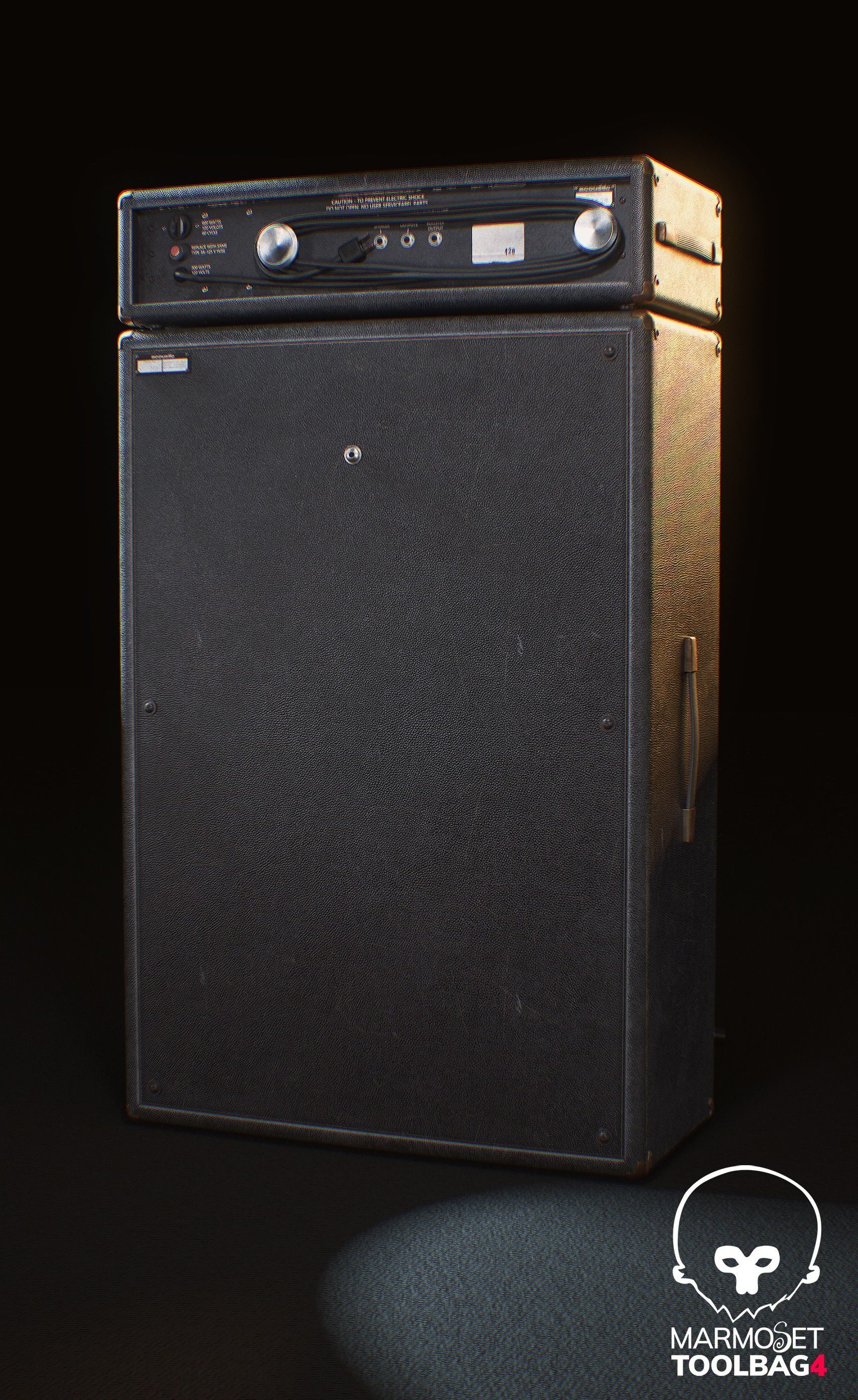 Acoustic 150 Tube Amp and Gibson Firebird electric guitar Low-poly 3D model_8