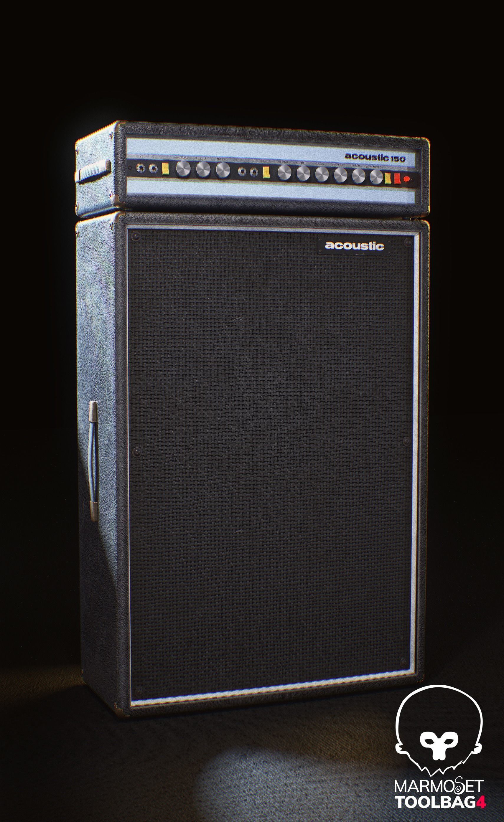 Acoustic 150 Tube Amp and Gibson Firebird electric guitar Low-poly 3D model_7