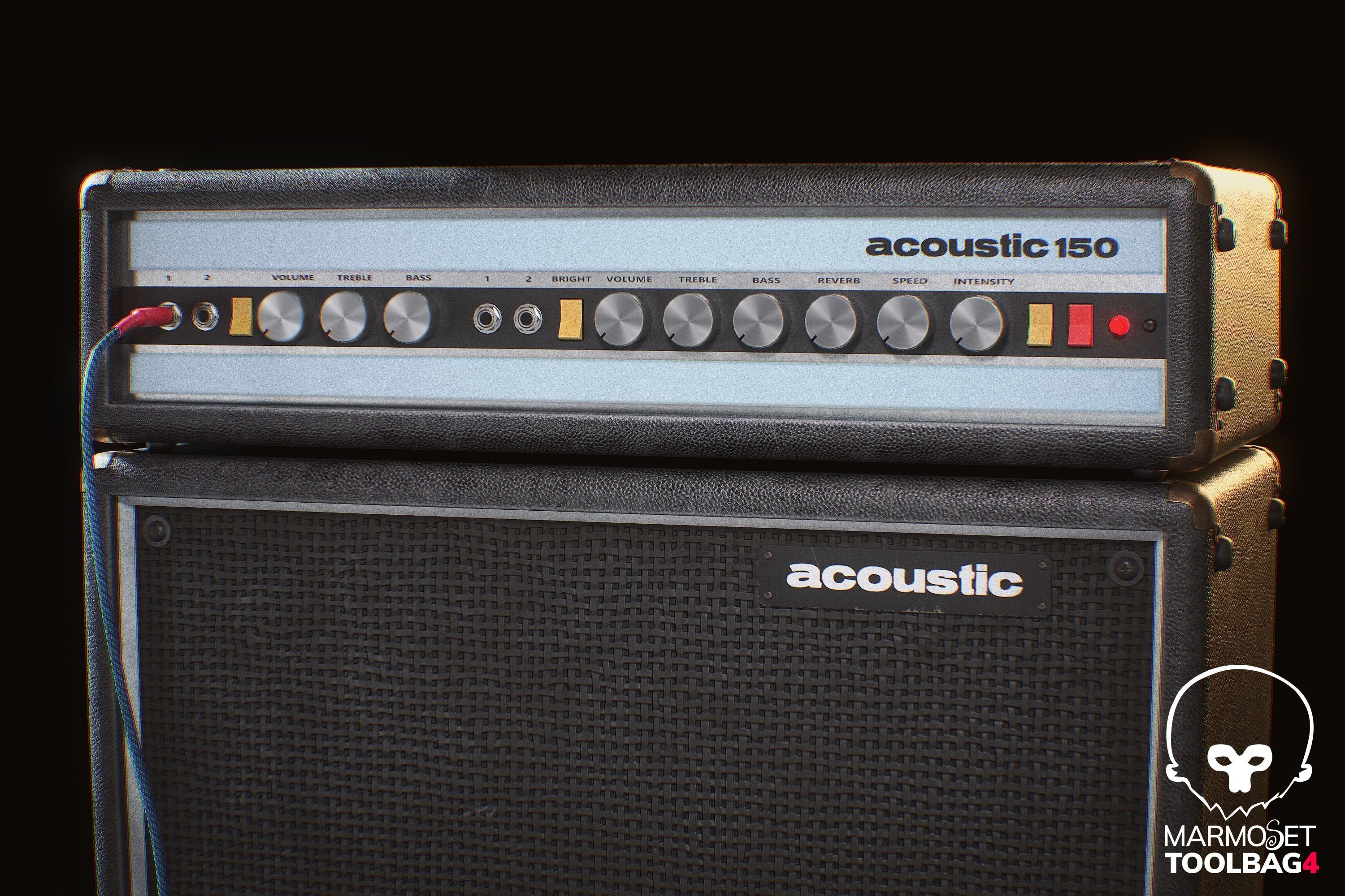 Acoustic 150 Tube Amp and Gibson Firebird electric guitar Low-poly 3D model_9