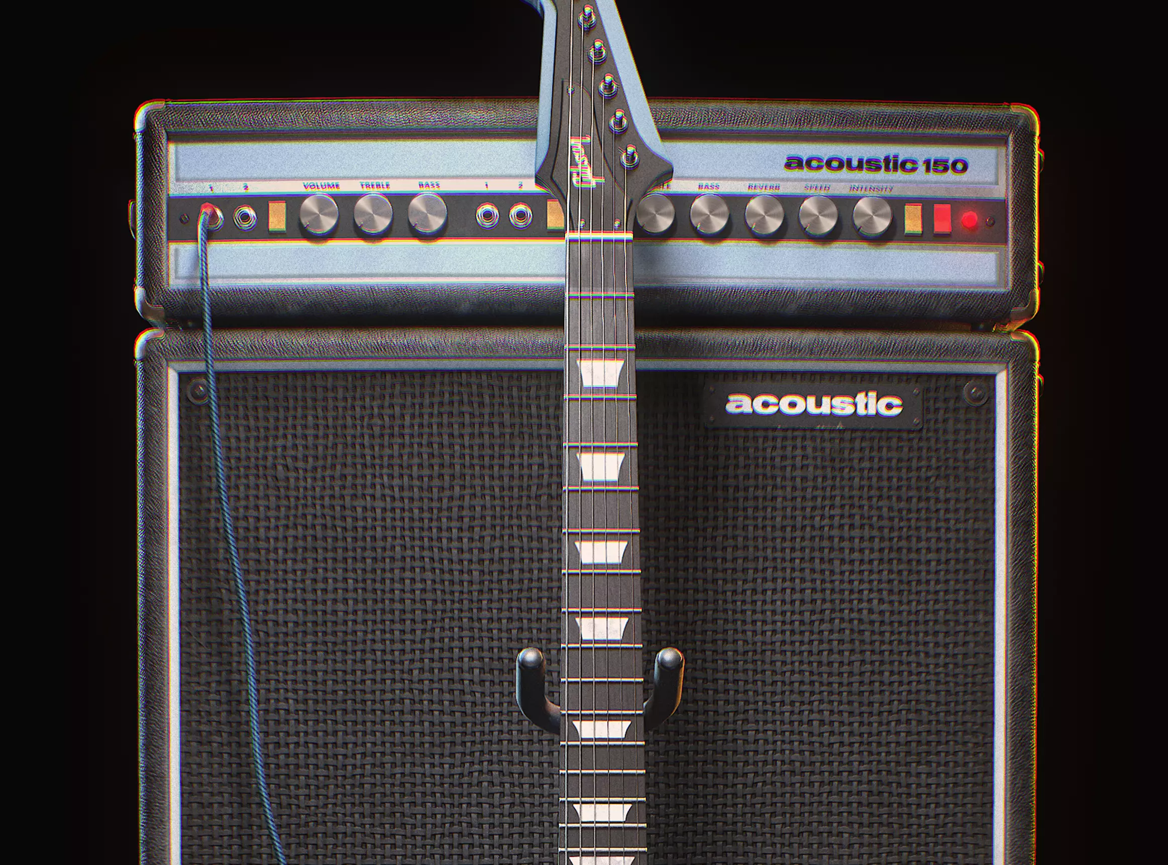 Acoustic 150 Tube Amp and Gibson Firebird electric guitar Low-poly 3D model_0