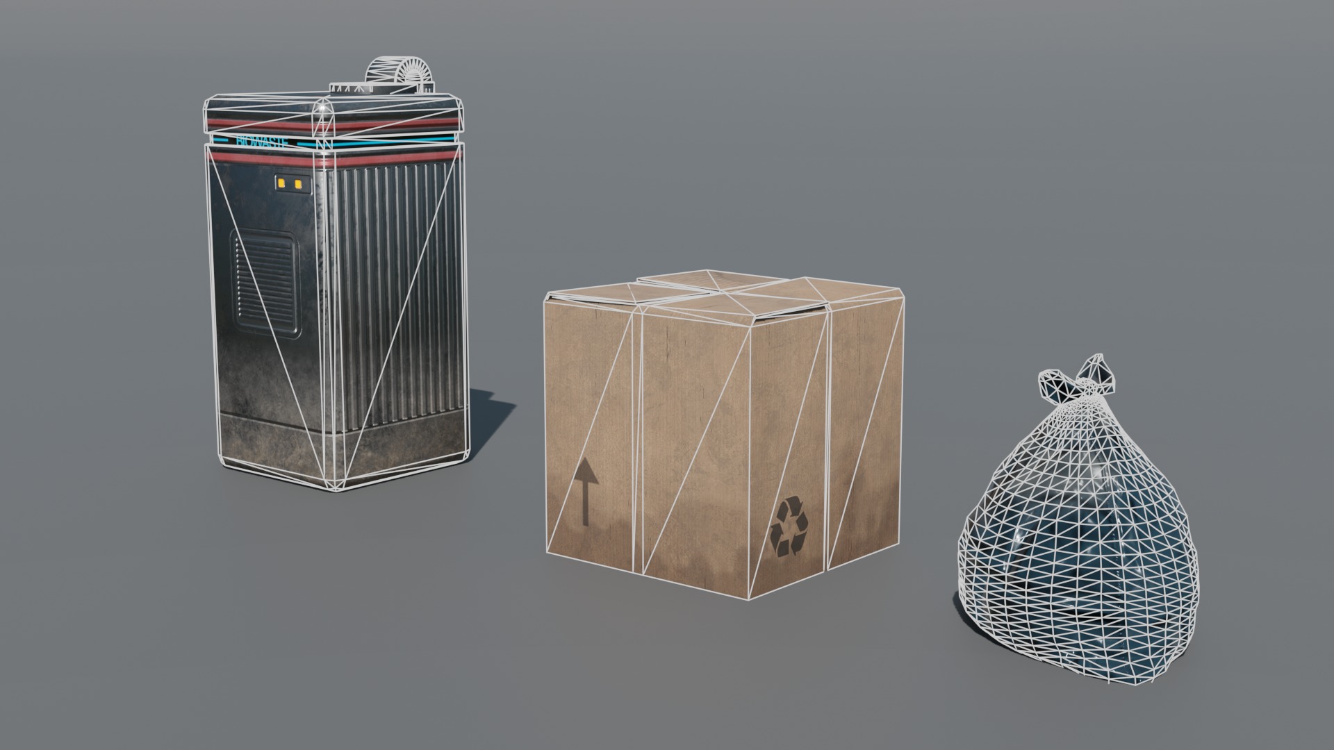 Street retro future props - Asset Pack Low-poly 3D model_10