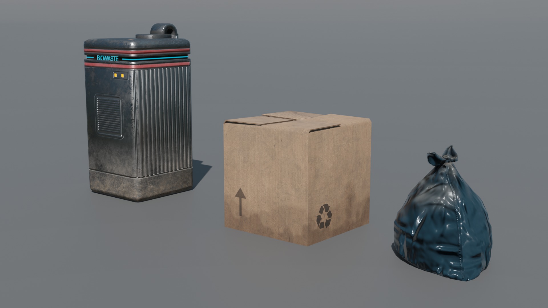 Street retro future props - Asset Pack Low-poly 3D model_9