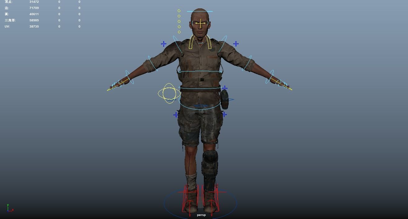 Apocalypse Male Rigged Low-poly 3D model_16