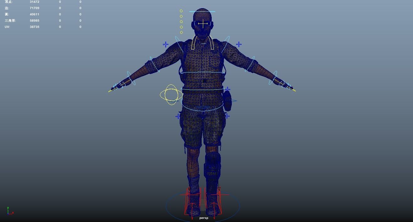 Apocalypse Male Rigged Low-poly 3D model_17