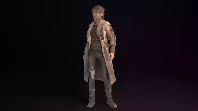 Apocalypse Female Rigged Low-poly 3D model