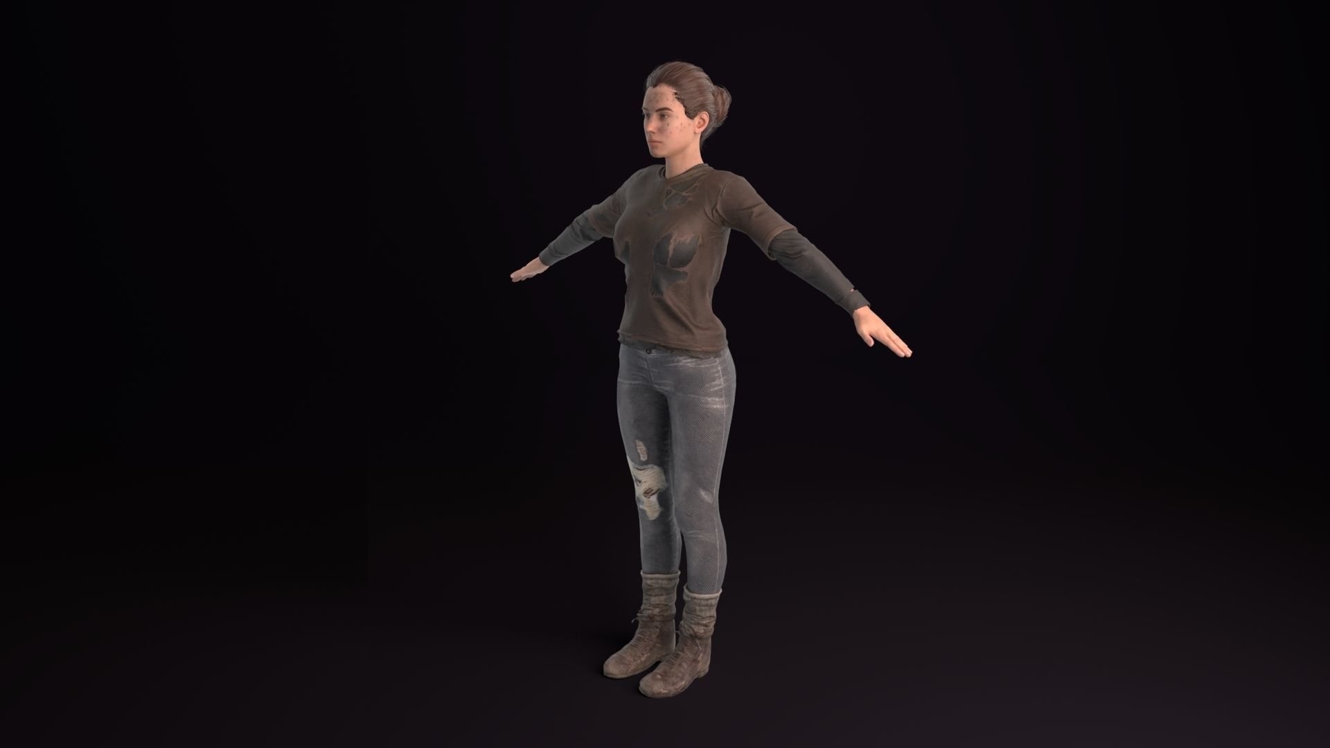 Apocalypse Female Rigged Low-poly 3D model_4