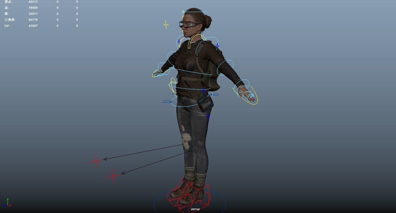 Apocalypse Female Rigged Low-poly 3D model_13