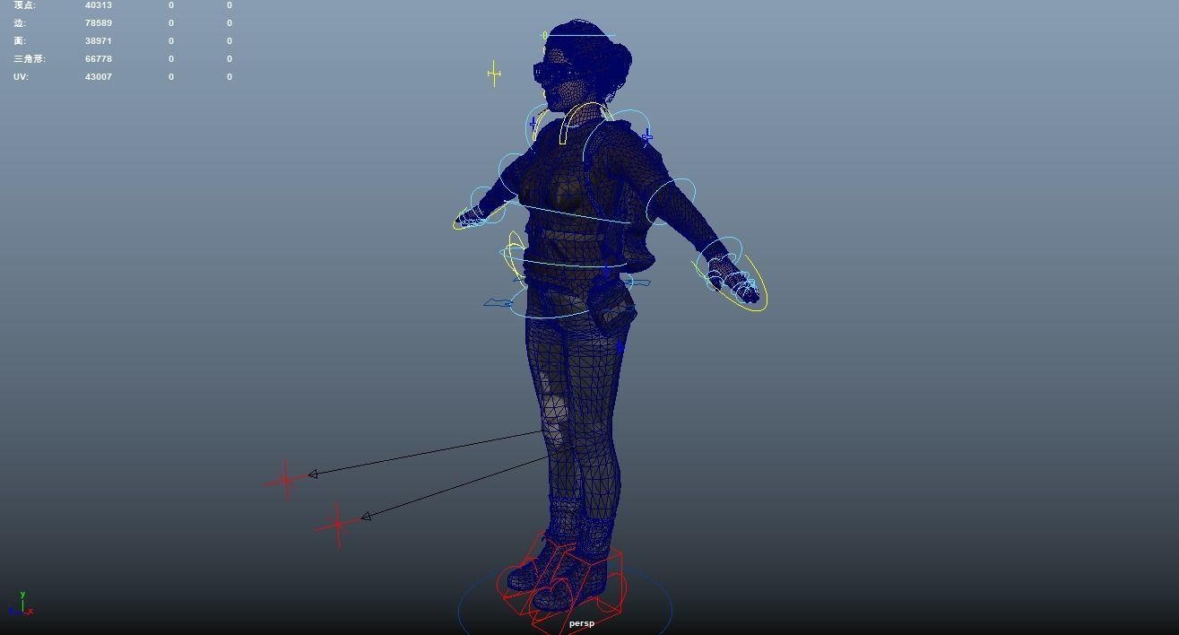 Apocalypse Female Rigged Low-poly 3D model_14