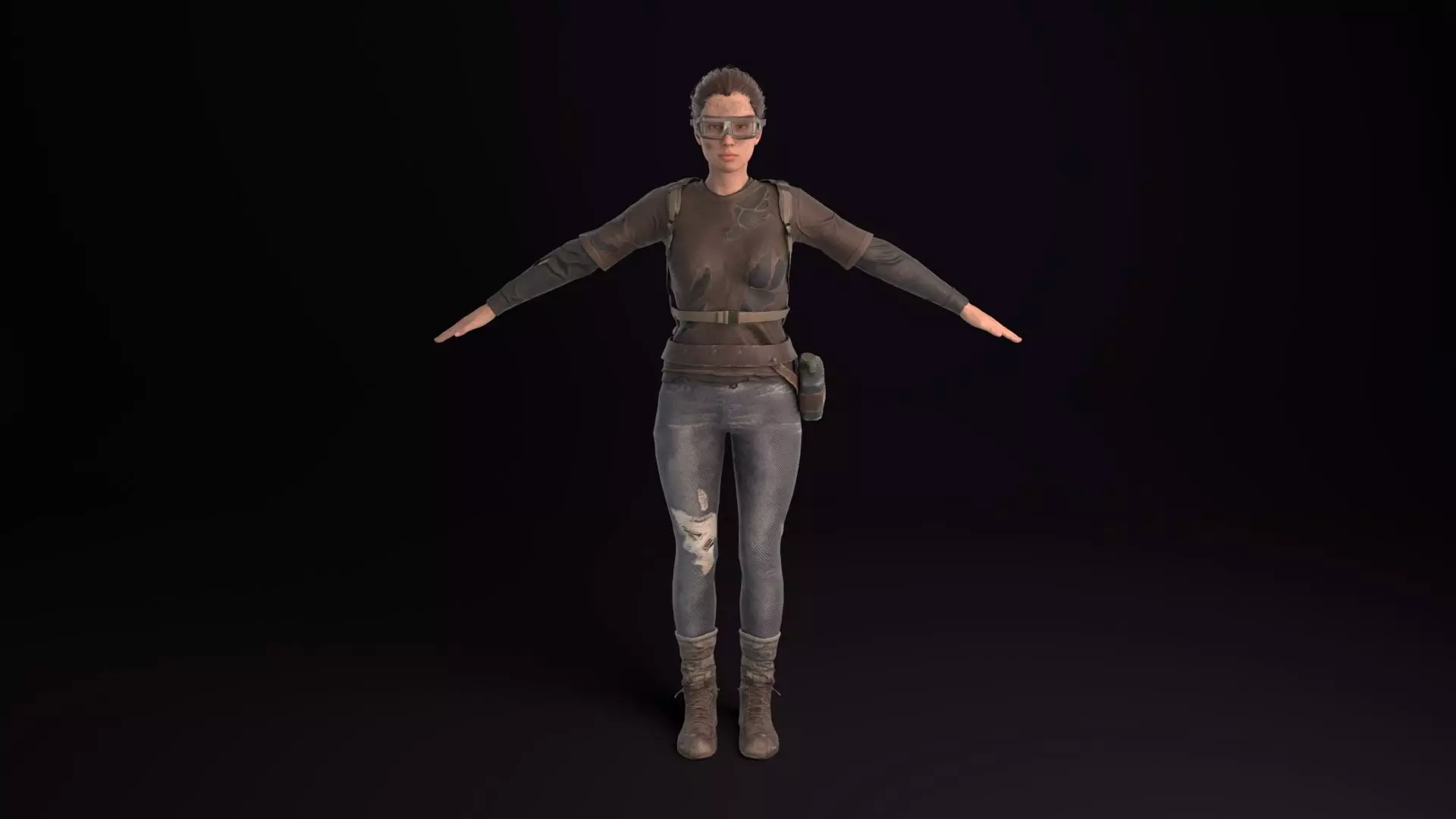 Apocalypse Female Rigged Low-poly 3D model_0
