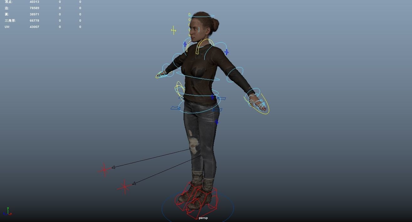 Apocalypse Female Rigged Low-poly 3D model_10