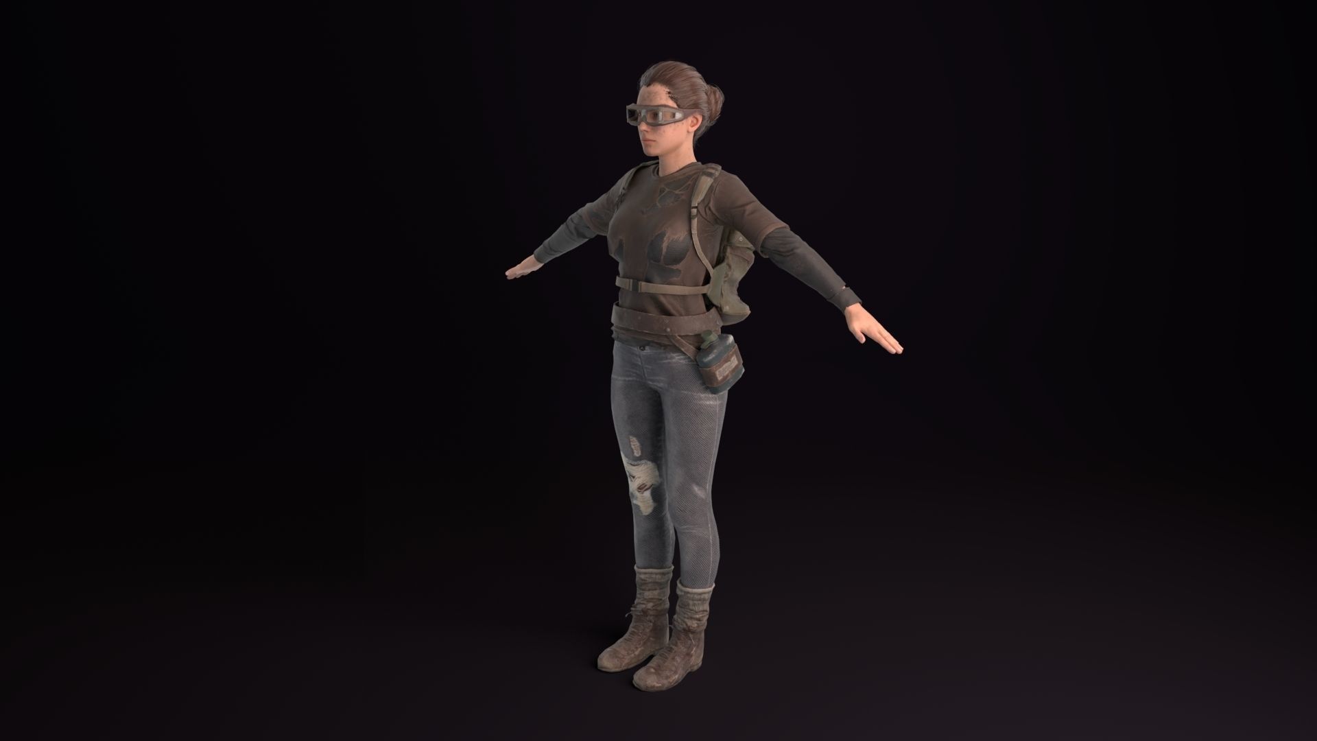 Apocalypse Female Rigged Low-poly 3D model_1