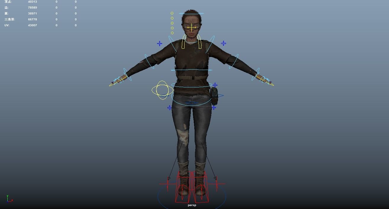 Apocalypse Female Rigged Low-poly 3D model_11
